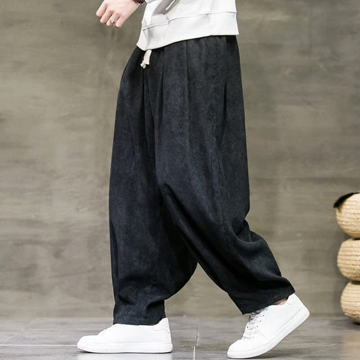 Buddha Stones Fall Winter Retro Casual Drawstring Solid Ankle Pants Corduroy Men's Harem Pants With Pocket - image 14