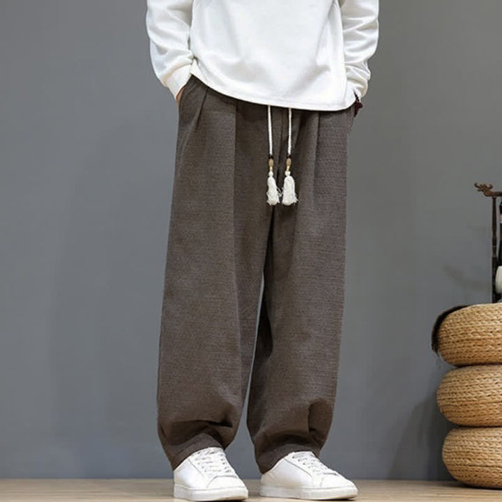 Buddha Stones Spring Fall Casual Drawstring Solid Ankle Pants Men's Tapered Pants With Pockets - image 17