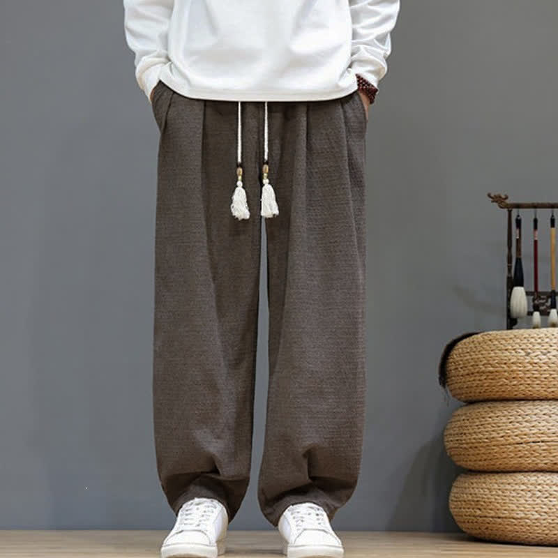 Buddha Stones Spring Fall Casual Drawstring Solid Ankle Pants Men's Tapered Pants With Pockets - image 20