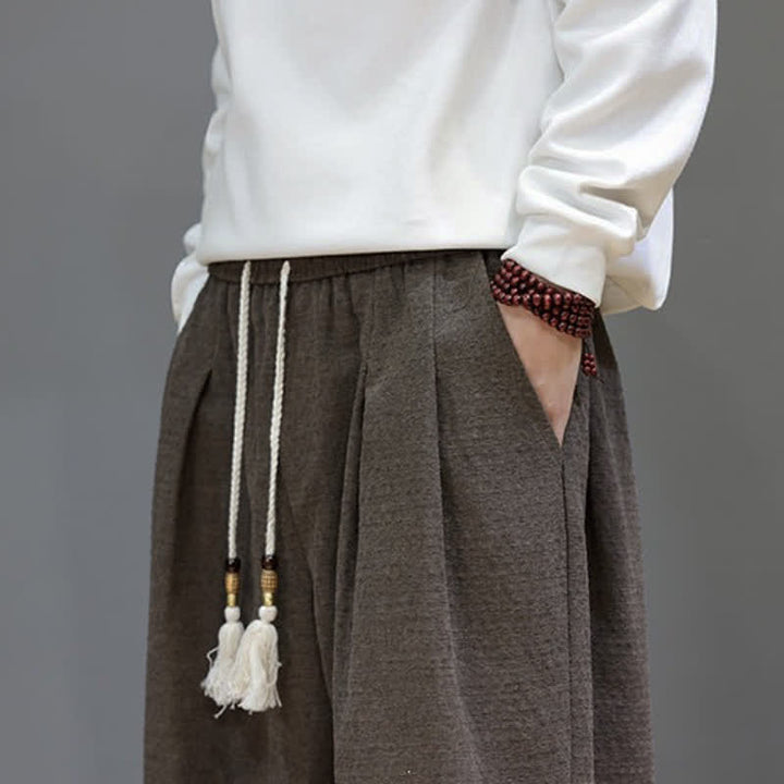 Buddha Stones Spring Fall Casual Drawstring Solid Ankle Pants Men's Tapered Pants With Pockets - image 25