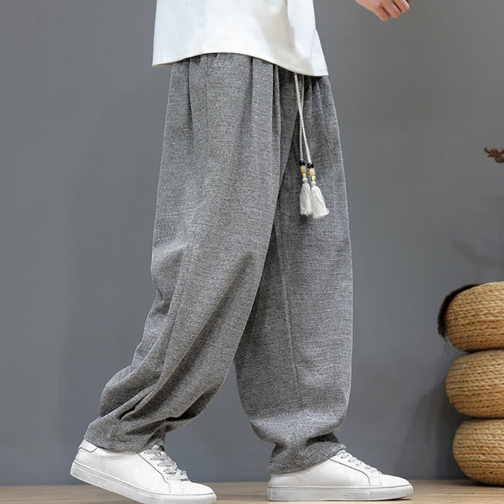 Buddha Stones Spring Fall Casual Drawstring Solid Ankle Pants Men's Tapered Pants With Pockets - image 5