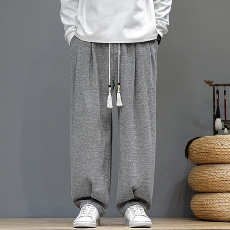 Buddha Stones Spring Fall Casual Drawstring Solid Ankle Pants Men's Tapered Pants With Pockets - image 2