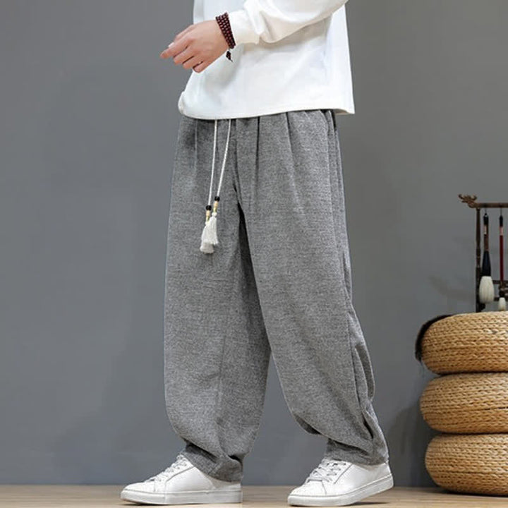 Buddha Stones Spring Fall Casual Drawstring Solid Ankle Pants Men's Tapered Pants With Pockets - image 6