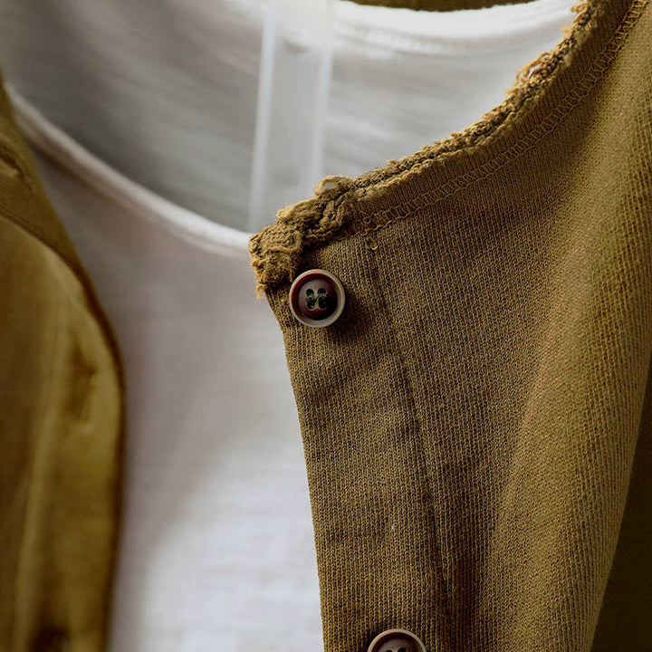 Buddha Stones Fall Solid Button Down Crew Neck Long Sleeve Women's Cotton Shirt - image 6