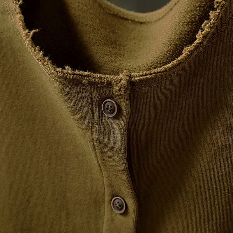 Buddha Stones Fall Solid Button Down Crew Neck Long Sleeve Women's Cotton Shirt - image 4
