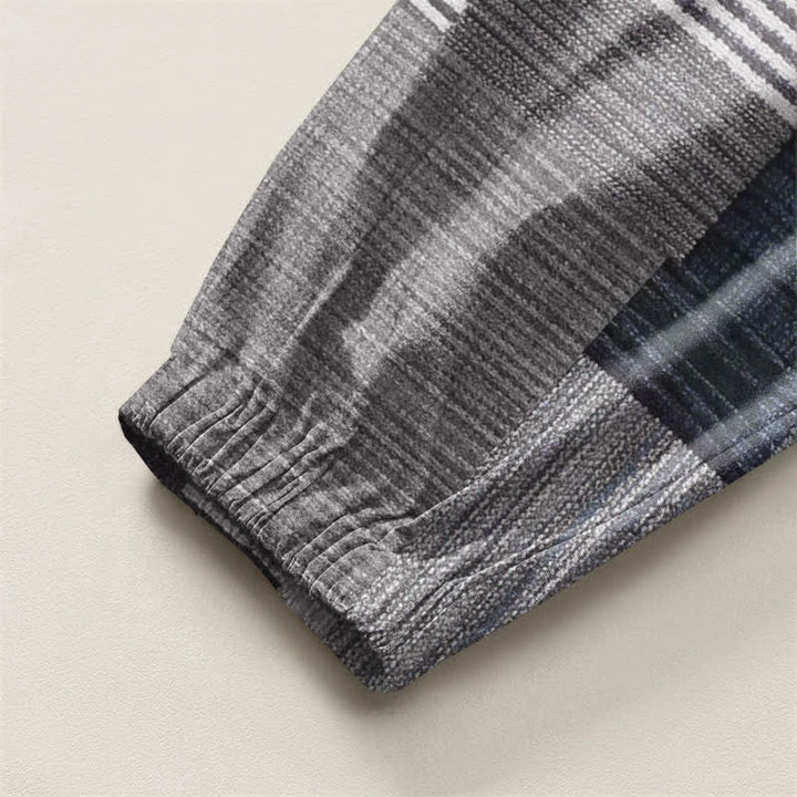 Buddha Stones Pure Cotton Patchwork Plaid Stripe Pattern Drawstring Men's Harem Pants With Pockets - image 16