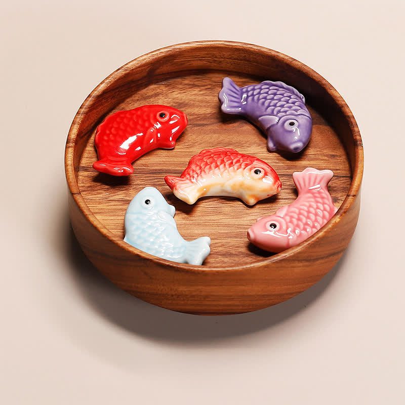 Buddha Stones Hand-Painted Ceramic Mini Koi Fish Wealth Chopstick Holder - image 13