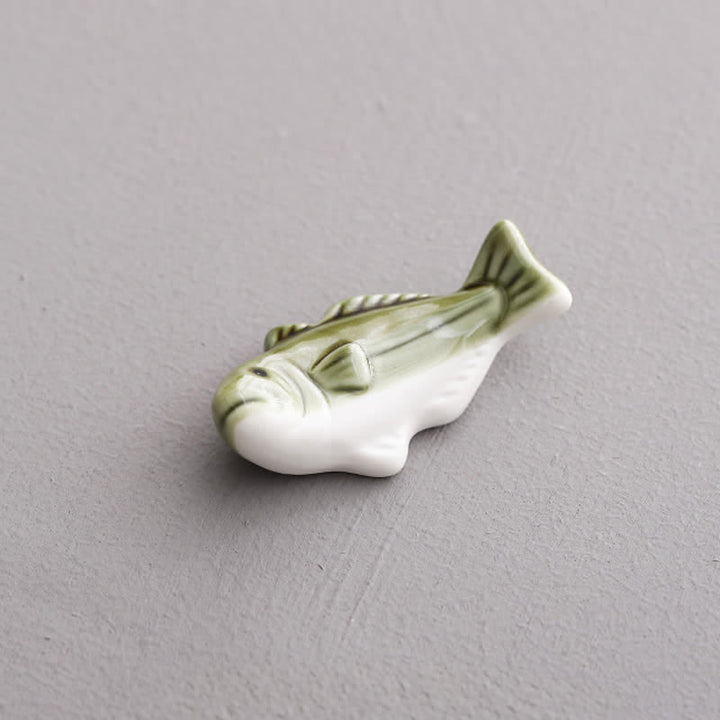 Buddha Stones Blue and White Green Ceramic Fish Chopstick Holder - Bleak Approx. 6.2 × 3.2 × 1.8 cm - Ceramic - image 12