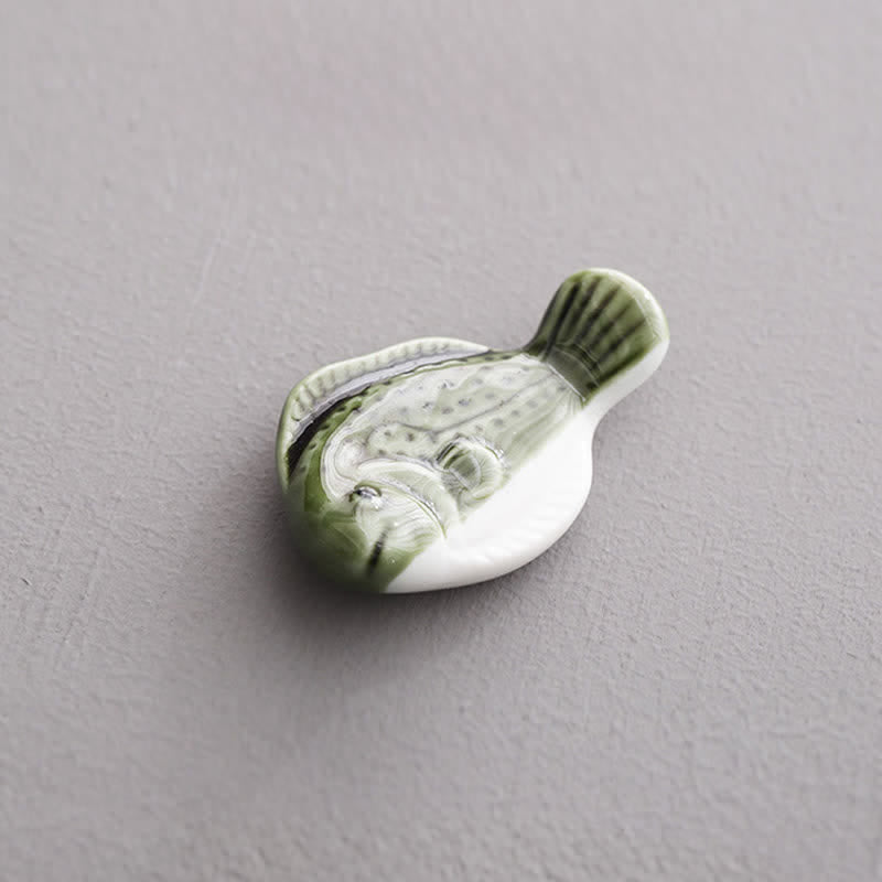 Buddha Stones Blue and White Green Ceramic Fish Chopstick Holder - Tilapia Approx. 6.2 × 4.0 × 1.5 cm - Ceramic - image 13