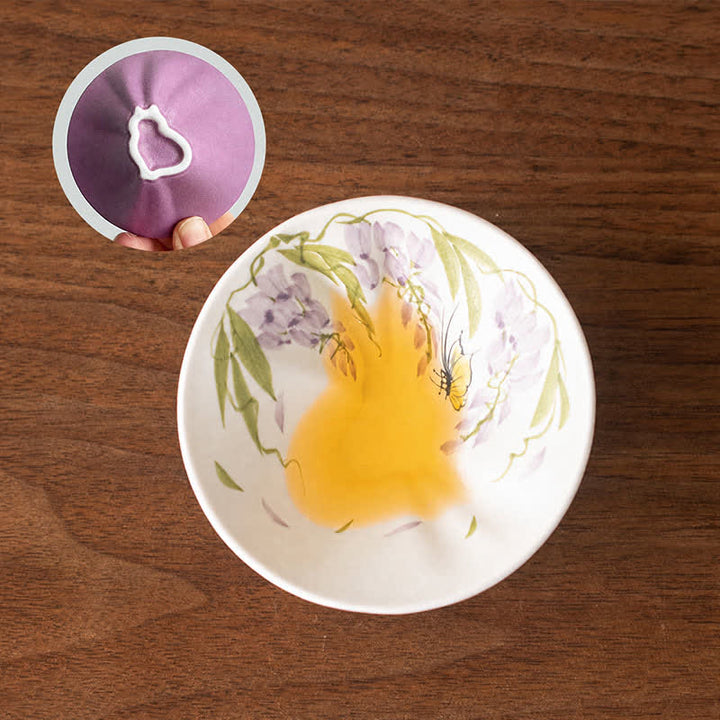 Buddha Stones Hand-Painted Cat Pattern Floral Ceramic Tea Cup 30 ml - Wisteria & Butterflies - Approx. 30 ml - image 6
