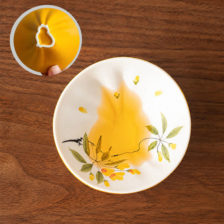 Buddha Stones Hand-Painted Cat Pattern Floral Ceramic Tea Cup 30 ml - Fragrant Golden Osmanthus - Approx. 30 ml - image 4