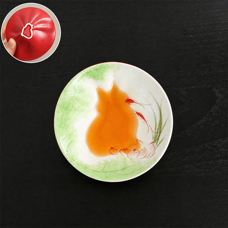 Buddha Stones Hand-Painted Cat Pattern Floral Ceramic Tea Cup 30 ml - Lotus & Fish in Serene Joy - Approx. 30 ml - image 23