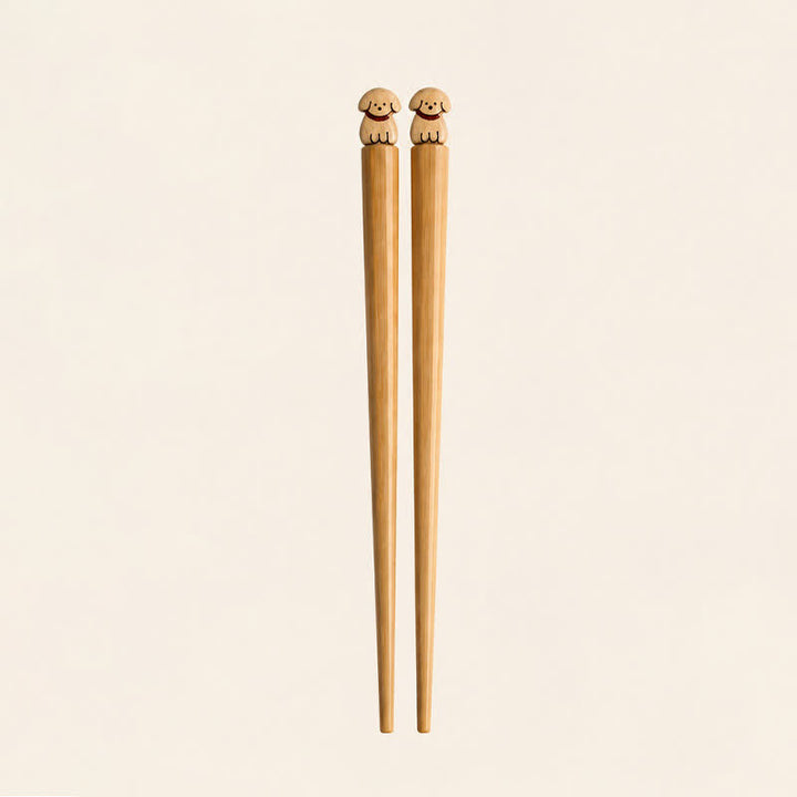 Buddha Stones Japanese Style Puppy Dog Cat Bamboo Wood Chopsticks - Dog-Bamboo Chopsticks - 2 Pairs Set (One Pcs For Each Pattern) - image 2