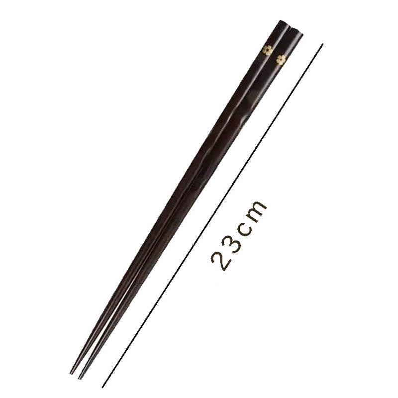 Buddha Stones Japanese Style Golden Floral Wood Bamboo Chopsticks - Wood Chopsticks - 3 Pairs - image 1