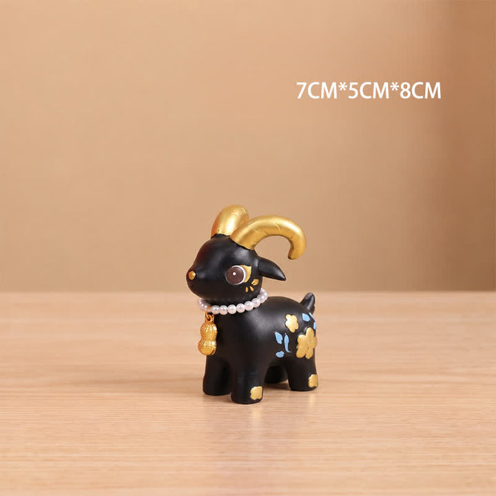 Buddha Stones Year of the Goat Prosperity Resin Cute Animal Decor - Rise in Fortune Goat Approx. 7 × 5 × 8 cm - image 7