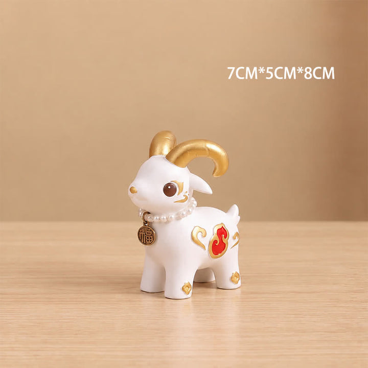 Buddha Stones Year of the Goat Prosperity Resin Cute Animal Decor - Fame & Fortune Goat Approx. 7 × 5 × 8 cm - image 8
