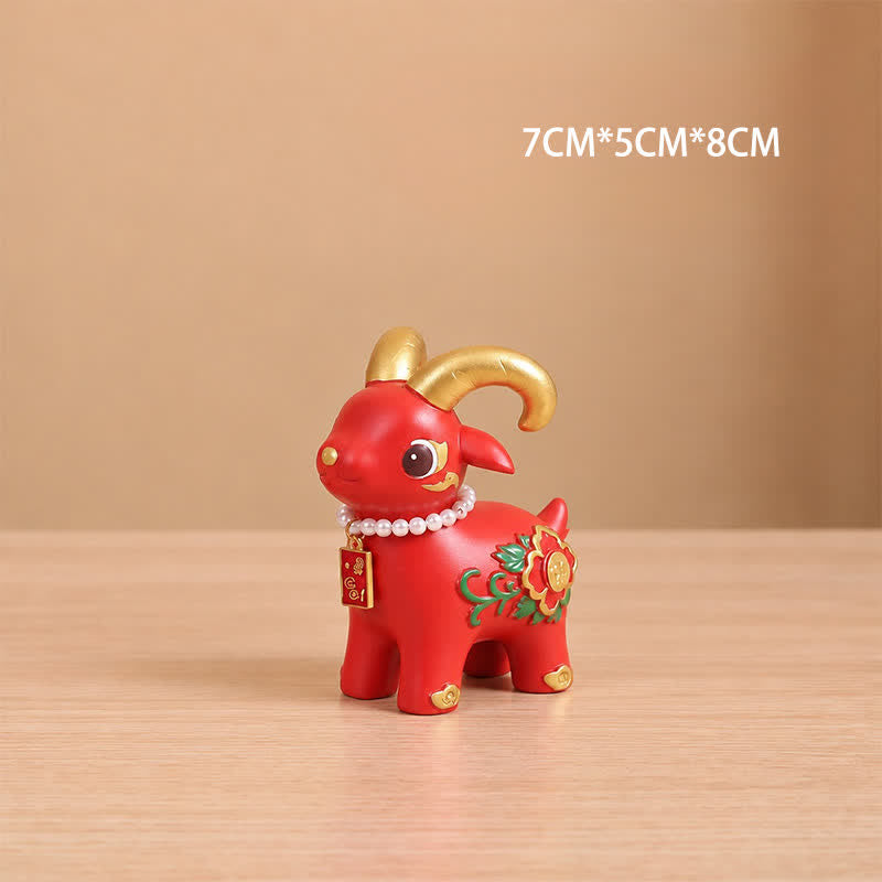 Buddha Stones Year of the Goat Prosperity Resin Cute Animal Decor - Goat of Fortune Approx. 7 × 5 × 8 cm - image 1