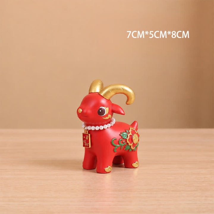 Buddha Stones Year of the Goat Prosperity Resin Cute Animal Decor - Goat of Fortune Approx. 7 × 5 × 8 cm - image 1