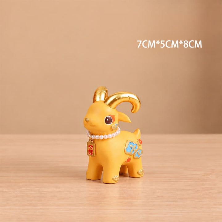 Buddha Stones Year of the Goat Prosperity Resin Cute Animal Decor - Radiant Goat Approx. 7 × 5 × 8 cm - image 5