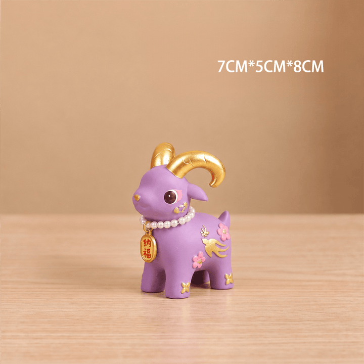 Buddha Stones Year of the Goat Prosperity Resin Cute Animal Decor - Joyful Goat Approx. 7 × 5 × 8 cm - image 6