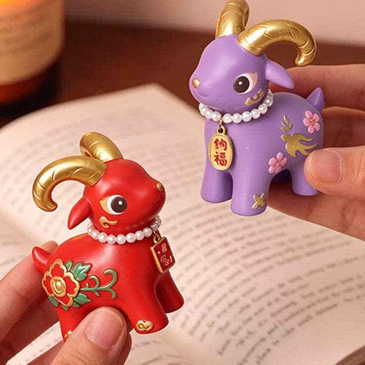 Buddha Stones Year of the Goat Prosperity Resin Cute Animal Decor - image 16