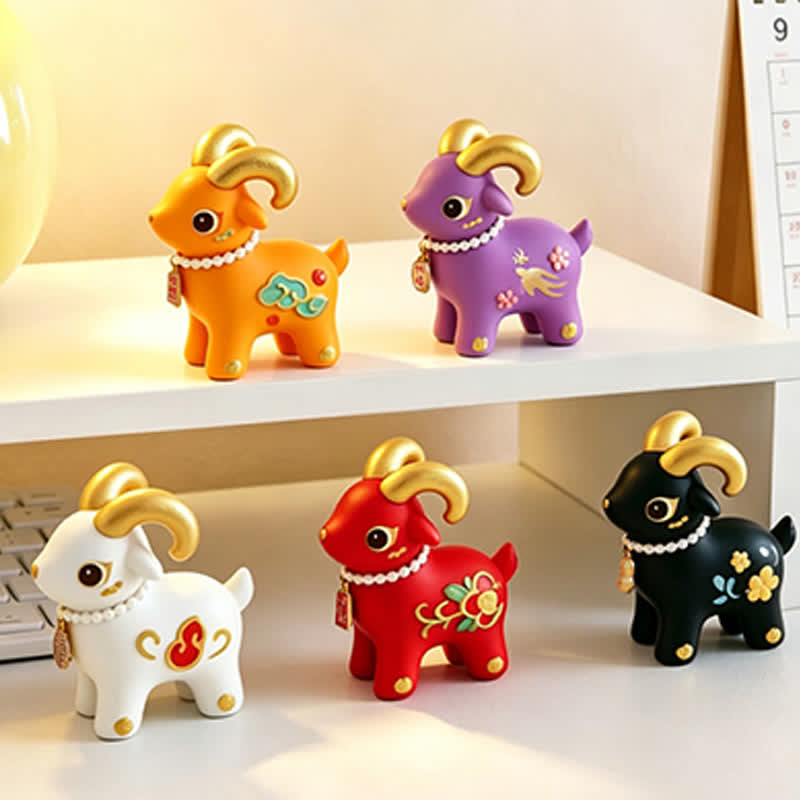 Buddha Stones Year of the Goat Prosperity Resin Cute Animal Decor - image 15