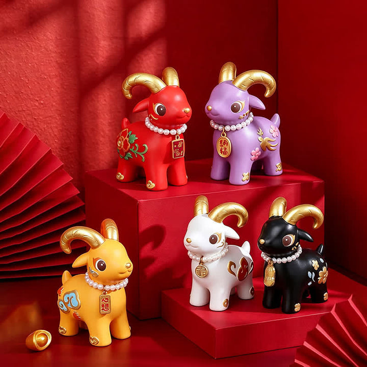 Buddha Stones Year of the Goat Prosperity Resin Cute Animal Decor - image 10