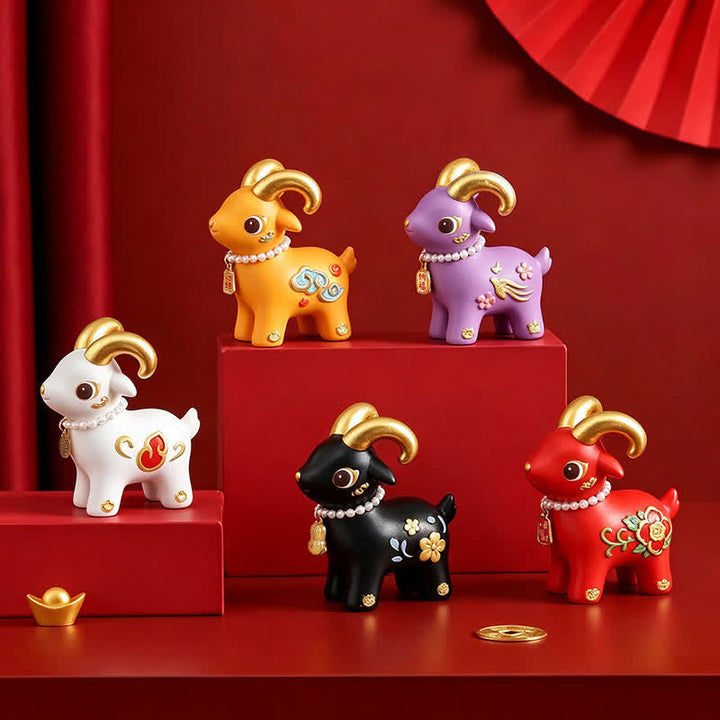 Buddha Stones Year of the Goat Prosperity Resin Cute Animal Decor - image 0