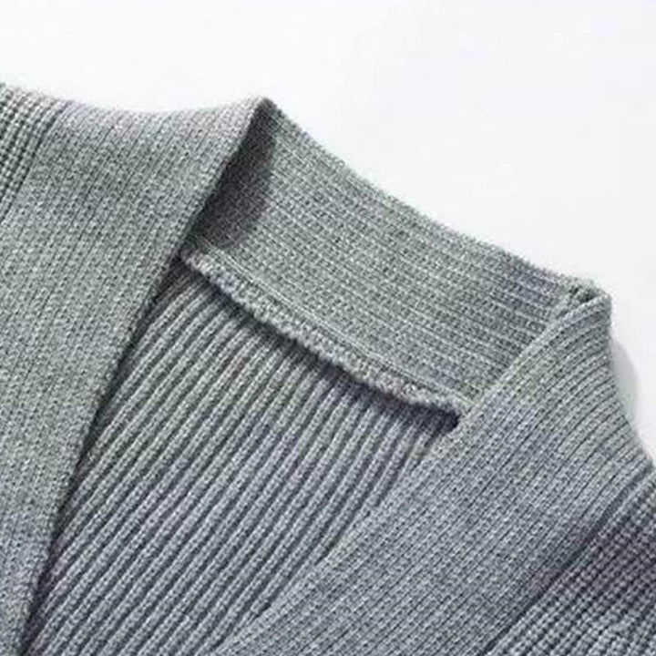 Buddha Stones Fall Winter Casual Button-Up Solid Knit Cardigan Men's Knitwear With Pockets - image 4