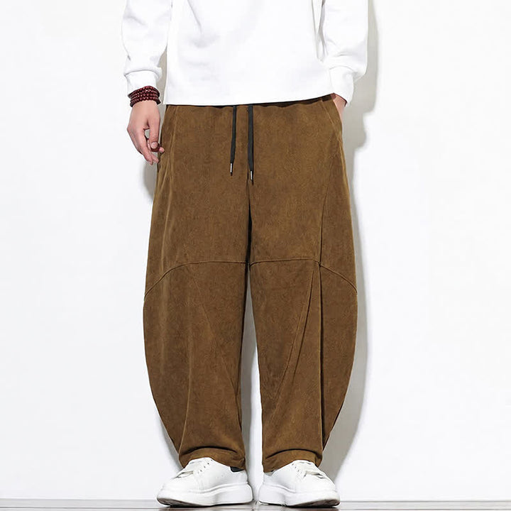 Buddha Stones Fall Classic Simple Drawstring Solid Ankle Pants Corduroy Men's Tapered Pants With Pocket - image 6