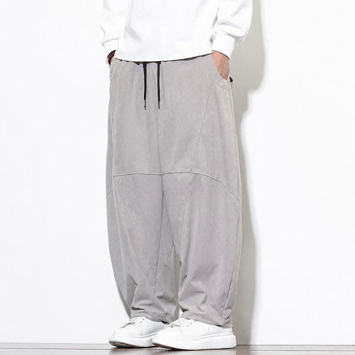 Buddha Stones Fall Classic Simple Drawstring Solid Ankle Pants Corduroy Men's Tapered Pants With Pocket - image 31