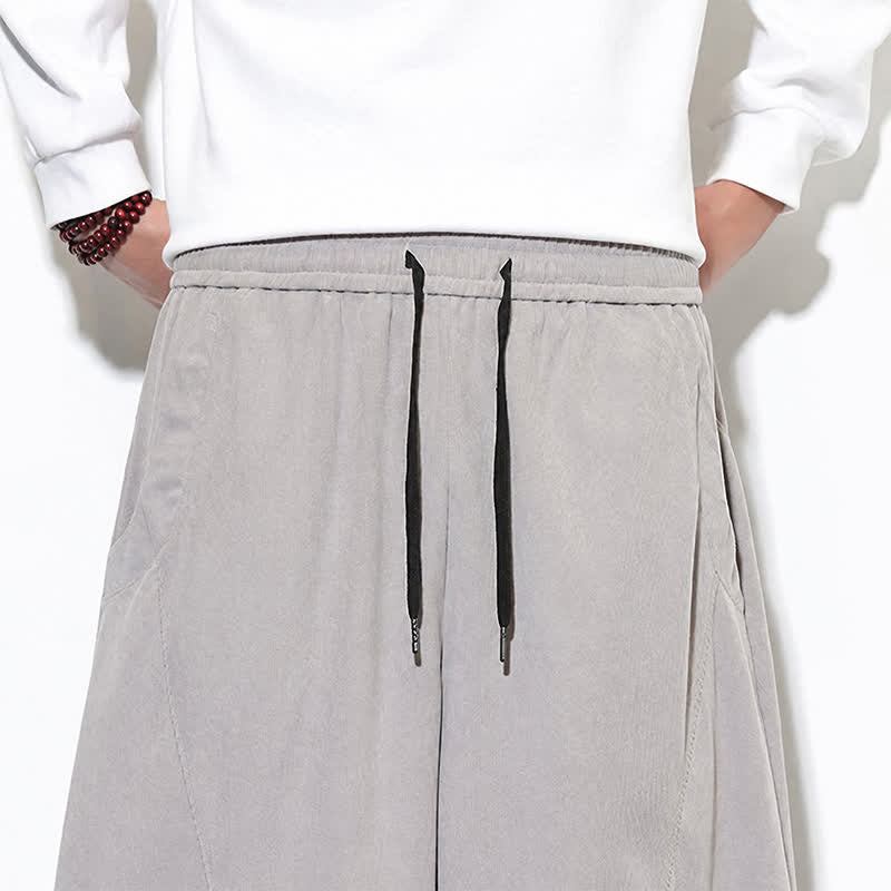 Buddha Stones Fall Classic Simple Drawstring Solid Ankle Pants Corduroy Men's Tapered Pants With Pocket - image 33