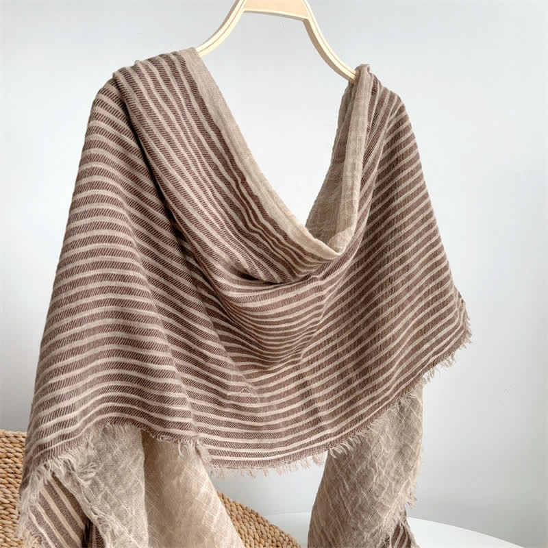 Buddha Stones Fall Winter Vertical Stripes Tassel Textured Women's Scarf - image 9