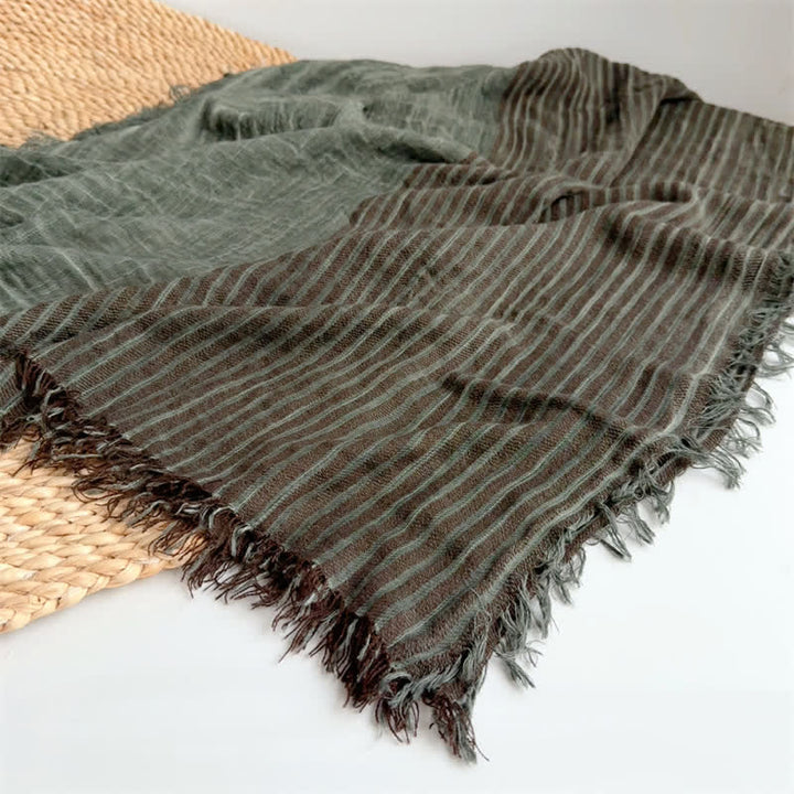 Buddha Stones Fall Winter Vertical Stripes Tassel Textured Women's Scarf - image 2