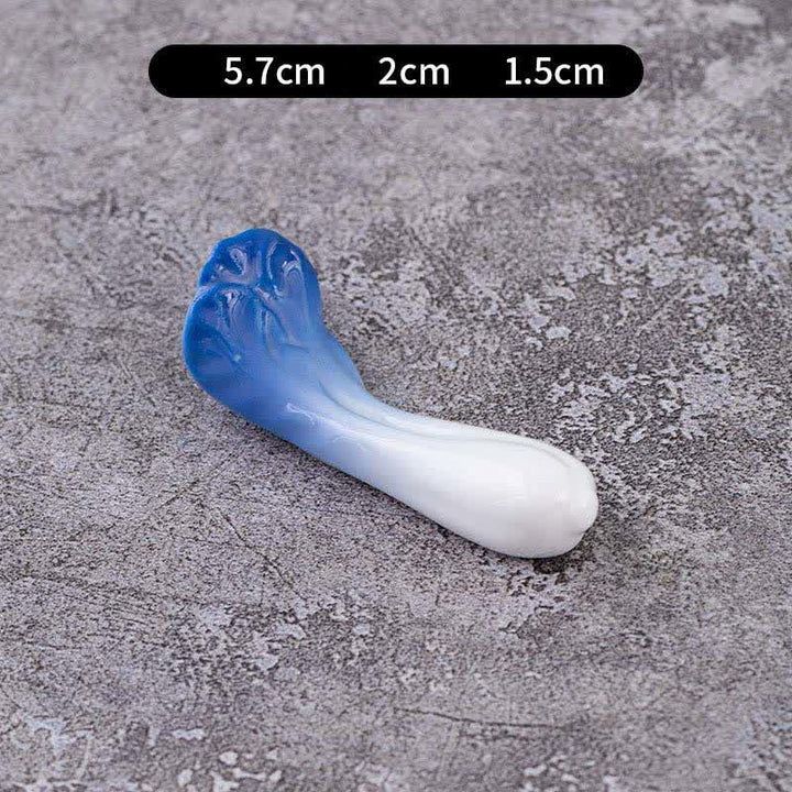 Buddha Stones Ceramic Vegetable Design Mini Tabletop Chopstick Holder - Cabbage (Blue) Approx. 5.7 × 2 × 1.5 cm - Ceramic - image 21