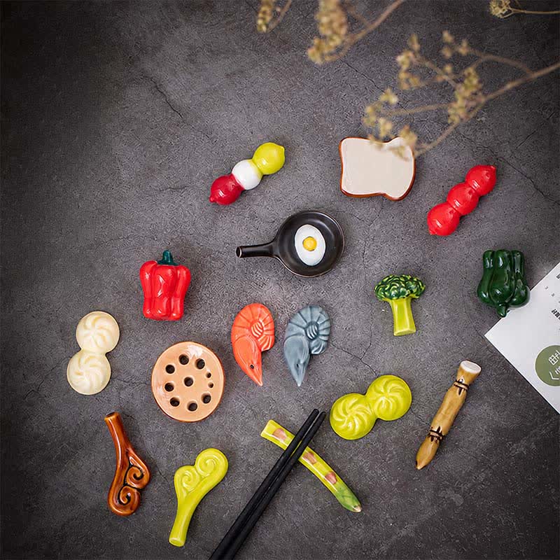 Buddha Stones Ceramic Food Style Mini Chopstick Holder - image 0