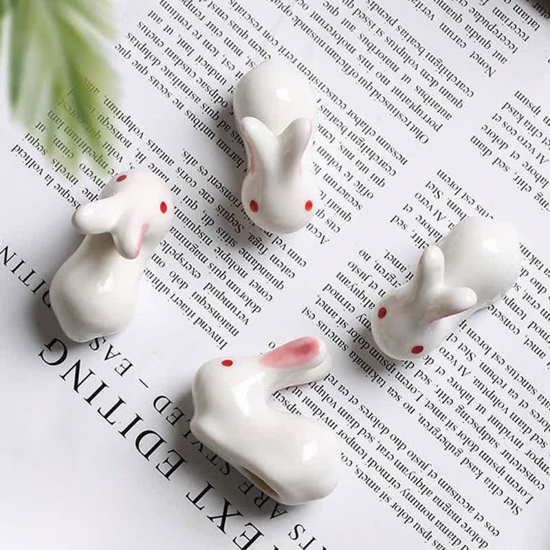 Buddha Stones Small Ceramic Rabbit Design Chopstick Holder - image 7