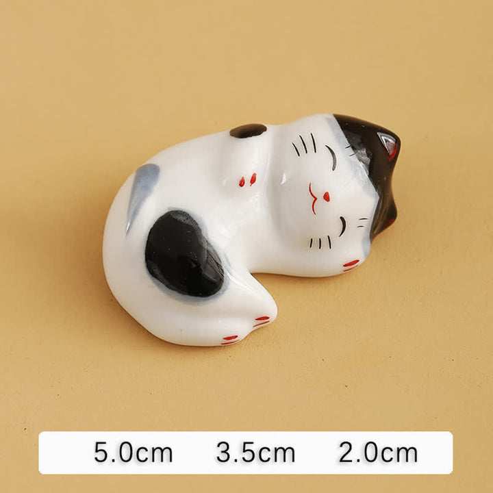 Buddha Stones Small Ceramic Lucky Cat Tabletop Chopstick Holder - Little Black Cat Approx. 5.0 × 3.5 × 2.0 cm - image 19