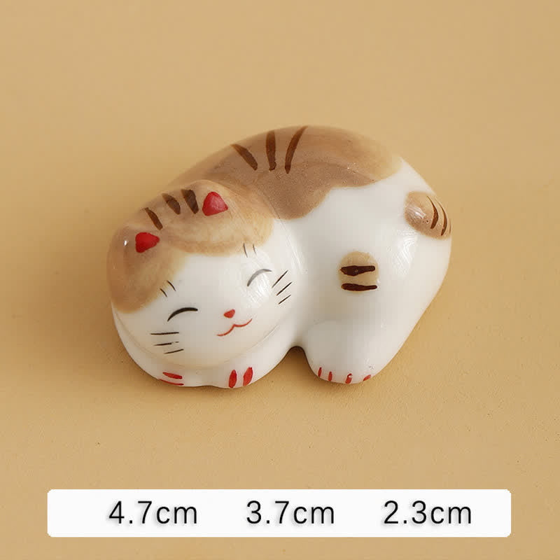 Buddha Stones Small Ceramic Lucky Cat Tabletop Chopstick Holder - Little Orange Cat Approx. 4.7 × 3.7 × 2.3 cm - image 13