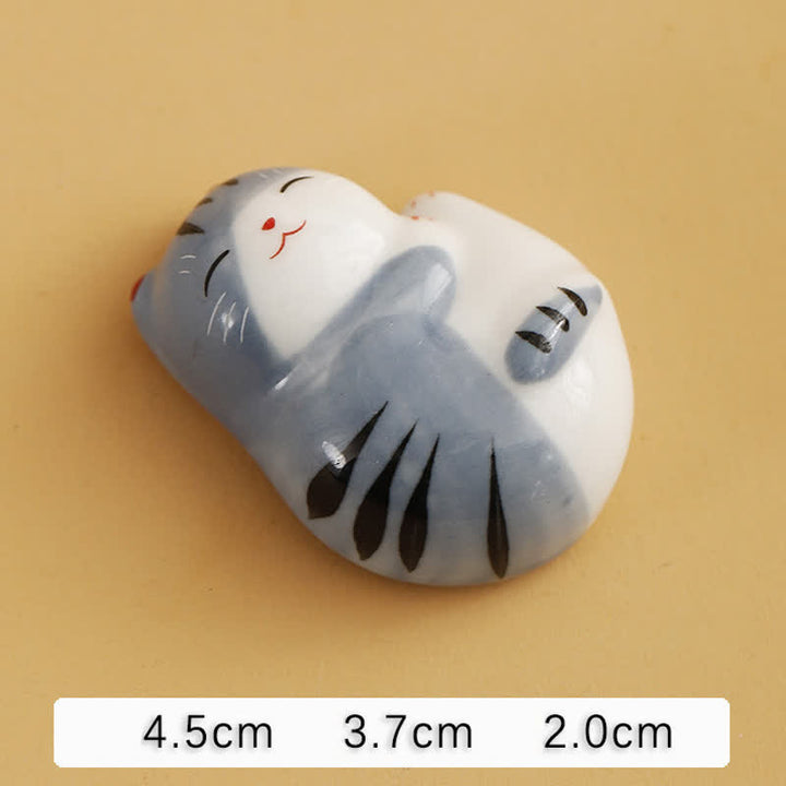 Buddha Stones Small Ceramic Lucky Cat Tabletop Chopstick Holder - Little Blue Cat Approx. 4.5 × 3.7 × 2.0 cm - image 17