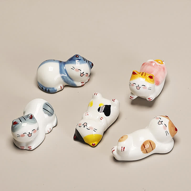 Buddha Stones Small Ceramic Lucky Cat Tabletop Chopstick Holder - image 10