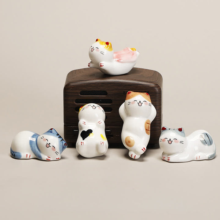 Buddha Stones Small Ceramic Lucky Cat Tabletop Chopstick Holder - image 8