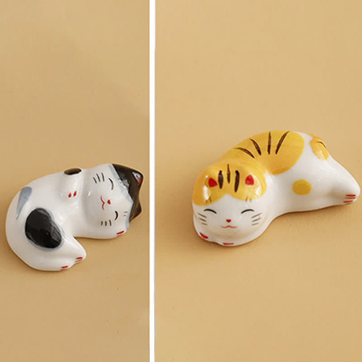 Buddha Stones Small Ceramic Lucky Cat Tabletop Chopstick Holder - image 27