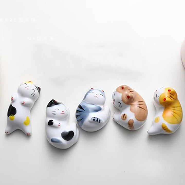 Buddha Stones Small Ceramic Lucky Cat Tabletop Chopstick Holder - image 28