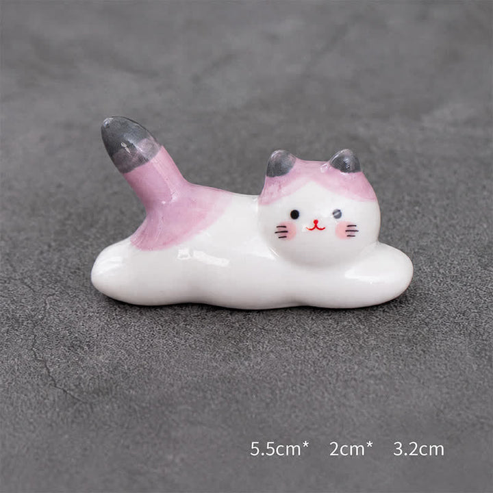 Buddha Stones Ceramic Playful Cat Design Chopstick Holder - Purple Approx. 5.5 × 2 × 3.2 cm - Ceramic - image 16