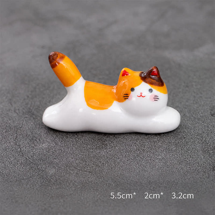Buddha Stones Ceramic Playful Cat Design Chopstick Holder - Brownish-Orange Approx. 5.5 × 2 × 3.2 cm - Ceramic - image 18