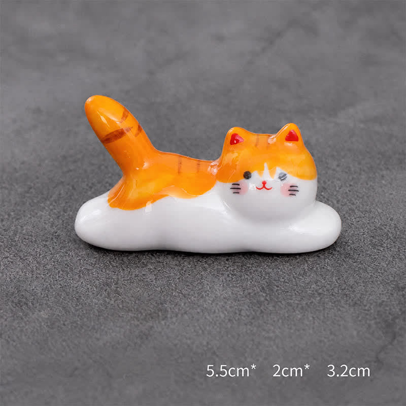 Buddha Stones Ceramic Playful Cat Design Chopstick Holder - Orange Approx. 5.5 × 2 × 3.2 cm - Ceramic - image 15