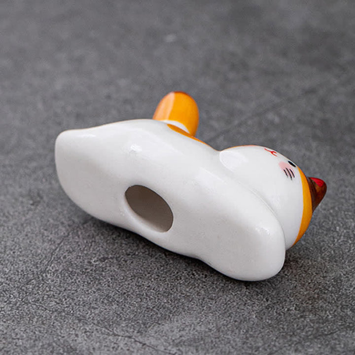 Buddha Stones Ceramic Playful Cat Design Chopstick Holder - image 21