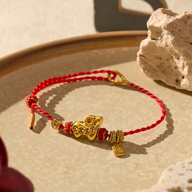 Buddha Stones Red String Hand-Woven Goat Charm Strength Bracelet - image 1