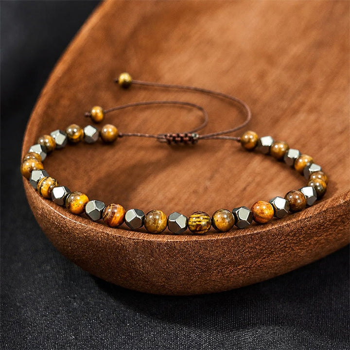 Buddha Stones Tiger Eye Black Magnetite Braided Confidence Adjustable Bracelet - image 1
